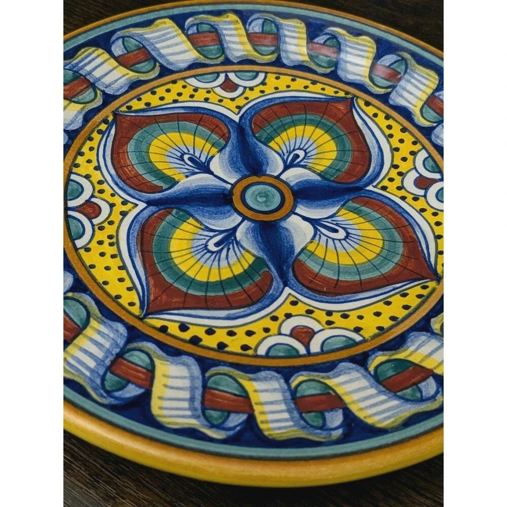 Italian Dipinto A Mano Deruta Wall Decorative Art Plate Hand Painted Floral 8